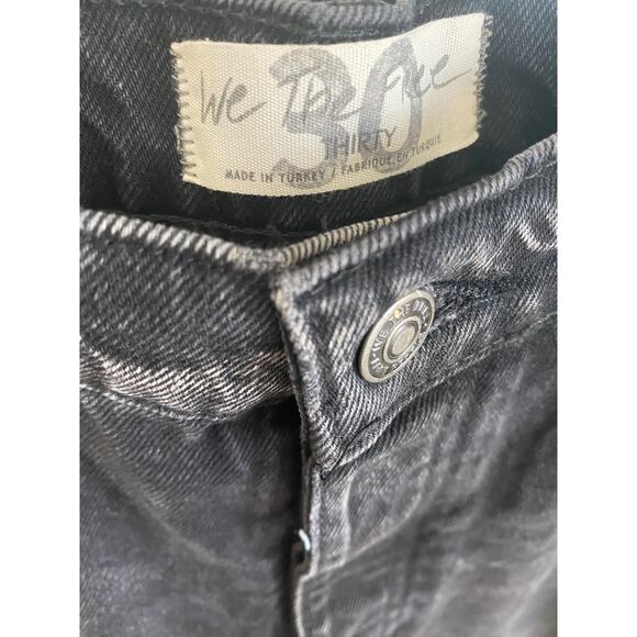 Free People black high waist wide leg slit jeans size 30 - Picture 10 of 11